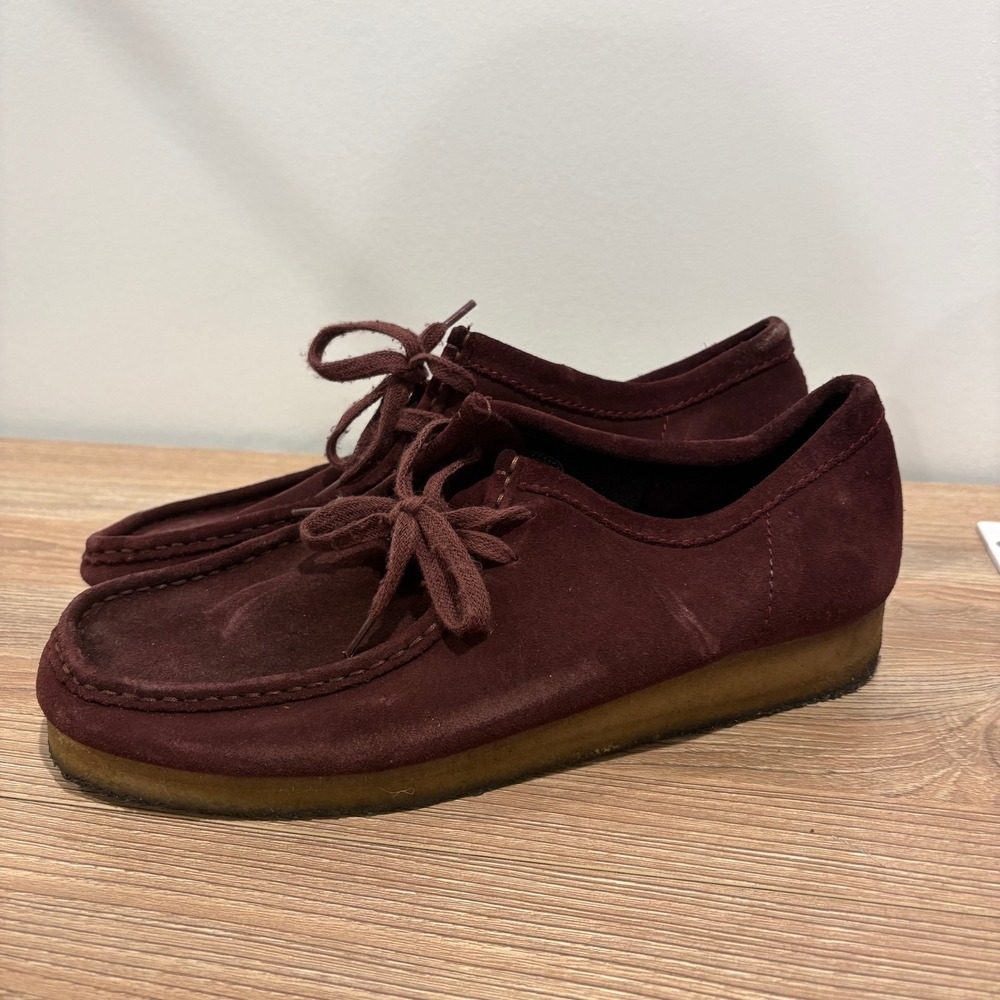 Clarks Originals Wallabee Mens Burgundy size 10 Suede Crepe Sole 261379087